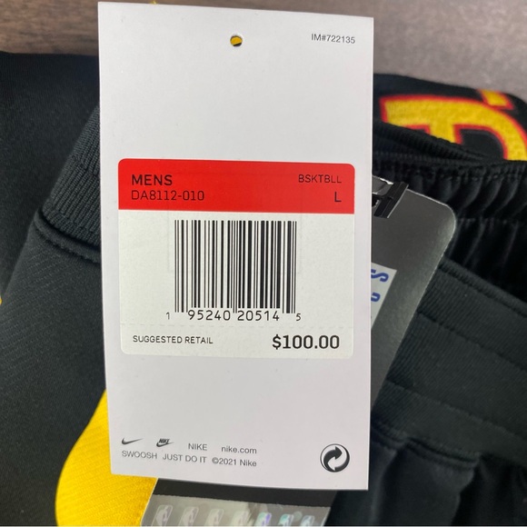 Nike Atlanta Hawks Pants Black Yellow Warm Up Team Issued NBA Men’s Sz L - Picture 6 of 6